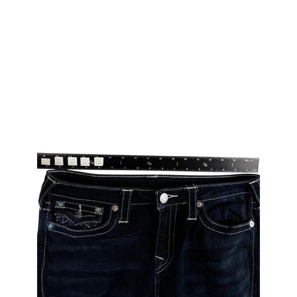 True Religion World Tour Skinny Jeans Men 33 Blue Denim Dark Wash Cotton Stretch